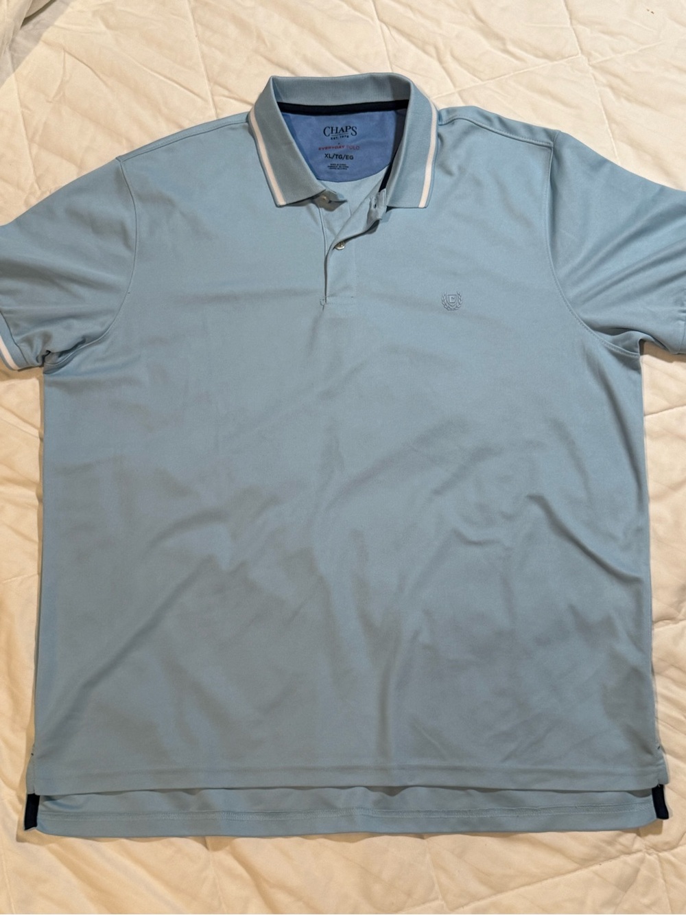 Chaps Men's Sky Blue Polo with White Trim